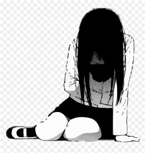 Girl Anime Animegirl Blackandwhite Schoolgirl Depressed - Sad Anime Girl Crying, HD Png Download ...