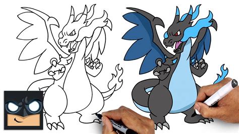 How To Draw Mega Charizard X | Pokemon (Draw & Color)