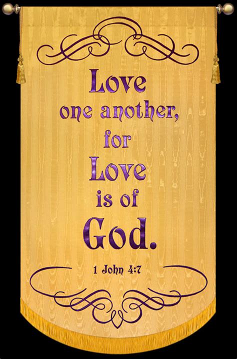 Love one another, for Love is of God - 1John 4:7 Gold - Bible Verse Banner - Christian Banners ...