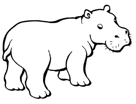 Cute Hippo Coloring Page - Free Printable Coloring Pages for Kids