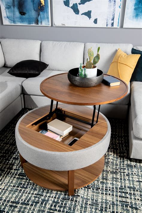 DAMIAN Walnut wood veneer lift-top coffee table with storage in 2021 | Living room coffee table ...