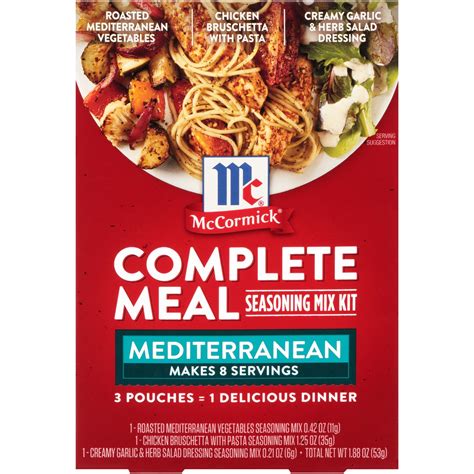 McCormick Mediterranean Dinner Complete Meals, 1.88 oz - Walmart.com