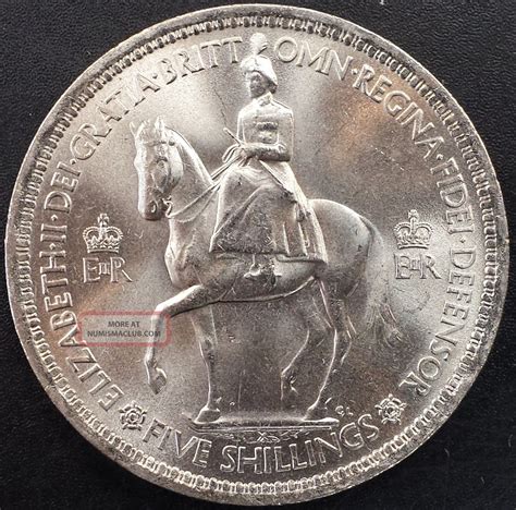 1953 Five Shillings " Coronation Of Queen Elizabeth Ii " Coin From Great Britain