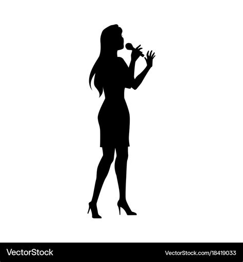 Woman singing silhouette set Royalty Free Vector Image