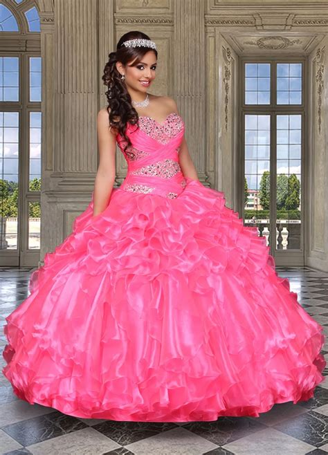 Sweet 16 Dresses Crystals Hot Pink Ball Gown Quinceaneara Dresses 2017 ...