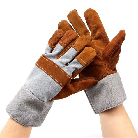 Welding WELDERS Work Soft Cowhide Leather Plus Gloves For protecting hand Safety gloves-in ...