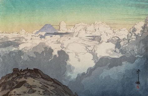 HD wallpaper: artwork, clouds, Japanese, mountains, painting, Yoshida ...