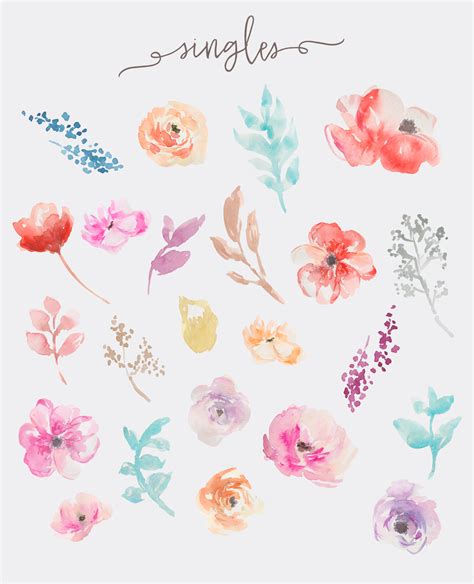 Watercolor Flowers Clip Art By Angie Makes