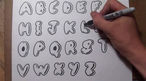 How To Draw Bubble Letters - Easy Graffiti Style Lettering | Easy graffiti, Lettering alphabet ...