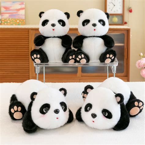 Cute Panda Plush 25cm Panda Stuffed Animal in Sit and Sleep Poses