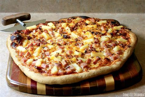 Smoky Hawaiian Pizza with Bacon, Cheddar and BBQ Sauce