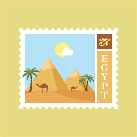 Flat post stamp egypt | Premium Vector