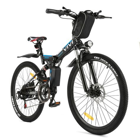 Vivi Folding Electric Mountain Bike 350W 36V Ebike 26'' 21 Speed Electric Bicycle with Removable ...