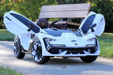 First Drive Lambo Concept White 12v Kids Cars - Dual Motor Electric Power Ride On Car with ...