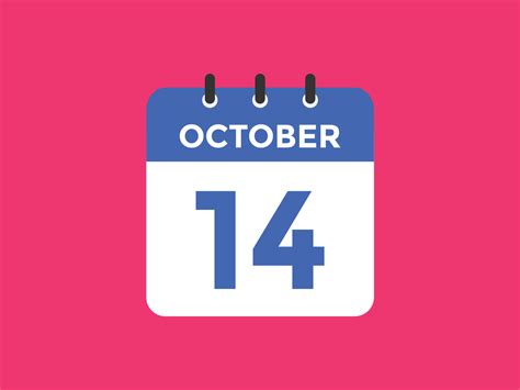 october 14 calendar reminder. 14th october daily calendar icon template. Calendar 14th october ...