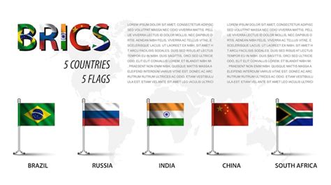 Premium Vector | Realistic flag of brics and membership with flagpole