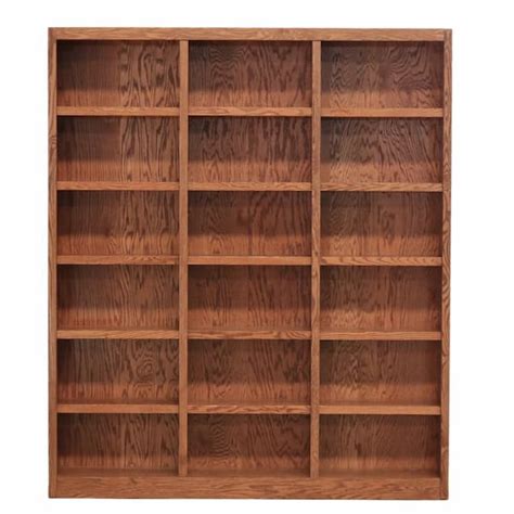 Concepts In Wood 84 in. Dry Oak Wood 18-shelf Standard Bookcase with Adjustable Shelves MI7284-D ...