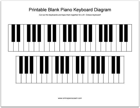 Blank Piano Keyboard Template - Printable Word Searches