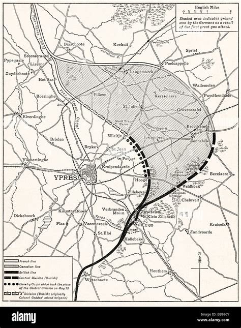 Map showing the Ypres Salient before and after the Second Battle of ...