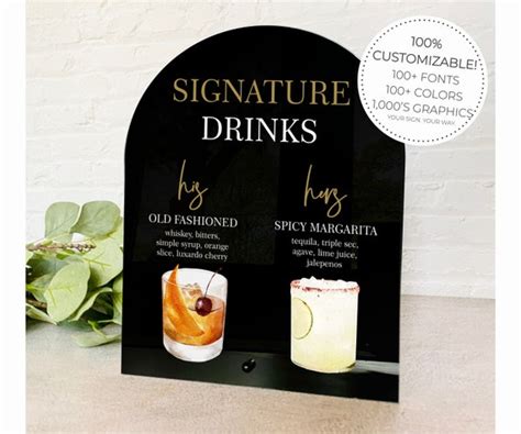 Signature Drinks Bar Sign | 1801 & Co.