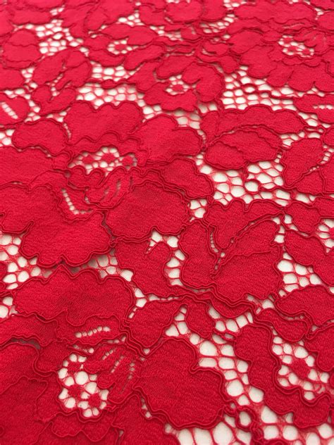 Red lace fabric - Guipure lace - lace fabric from Imperiallace.com