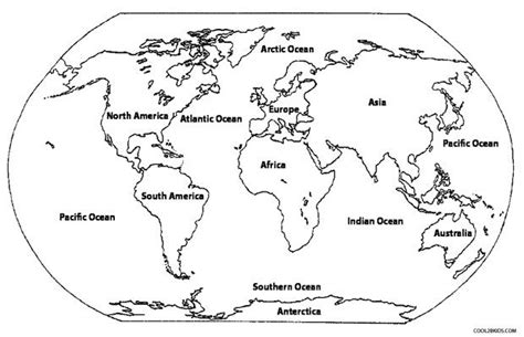 Printable World Map Coloring Page For Kids | Cool2bKids | World map ...