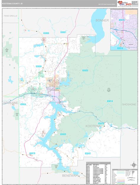 Kootenai County, ID Wall Map Premium Style by MarketMAPS - MapSales