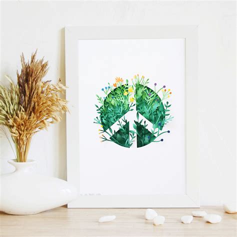 Peace Sign Wall art, Digital illustration, Printable poster, - Inspire Uplift