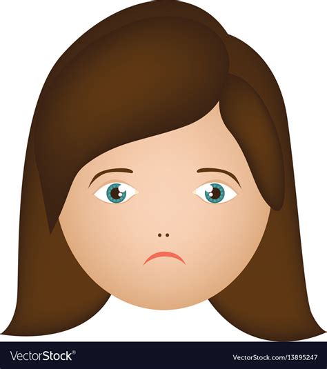 Colorful cartoon human female sad face Royalty Free Vector