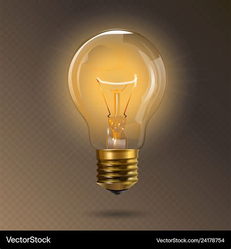 Transparent glowing electric light bulb Royalty Free Vector