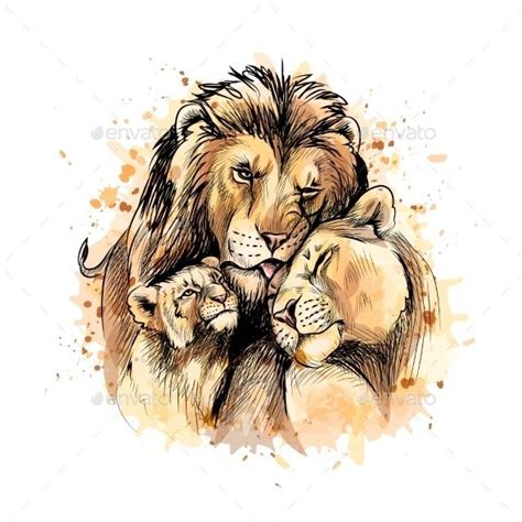 Family of Lions From a Splash of Watercolor | Lion painting, Watercolor ...