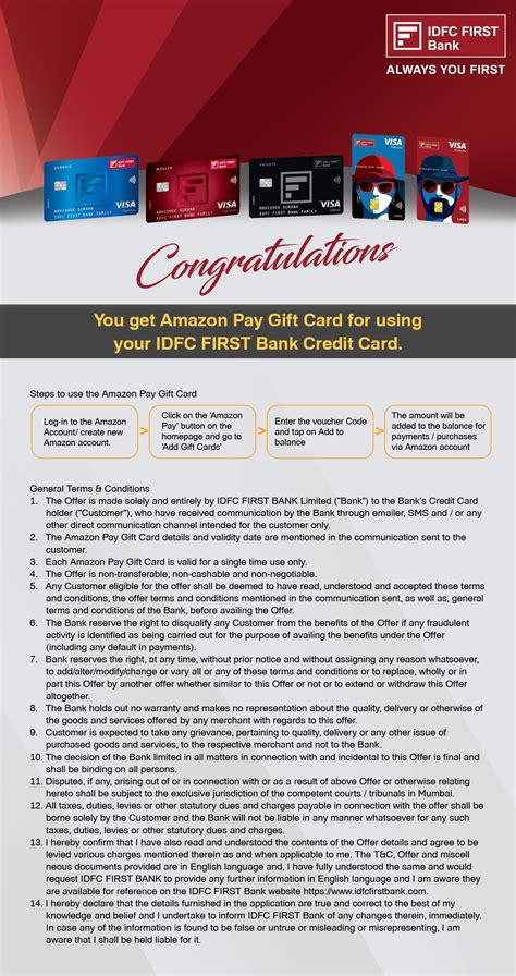 Amazon Gift Card Terms & Conditions | IDFC FIRST Bank