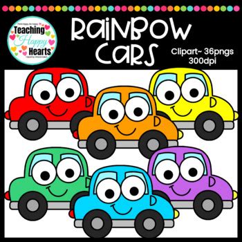 Rainbow Cars Clipart by Victoria Saied | Teachers Pay Teachers