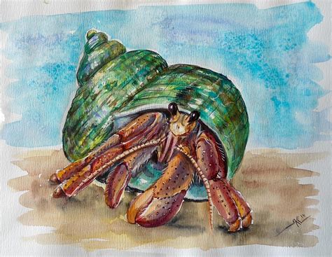 Hermit Crab 4 Painting by Katerina Kovatcheva