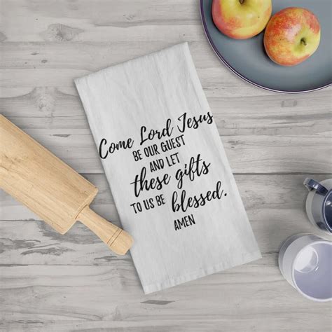 Come Lord Jesus Prayer Tea Towel Dinner Prayer Kitchen Towel - Etsy