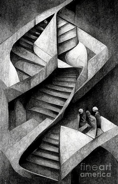 Interpretation of Escher's Infinite Stairs Digital Art by Sabantha - Pixels