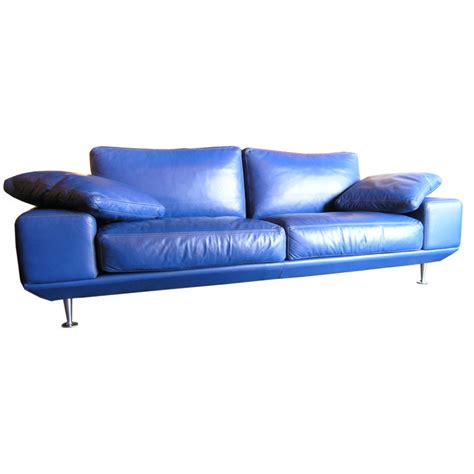 Blue Leather Sofa by Molinari at 1stDibs | molinari sofa, molinari furniture, modern blue ...