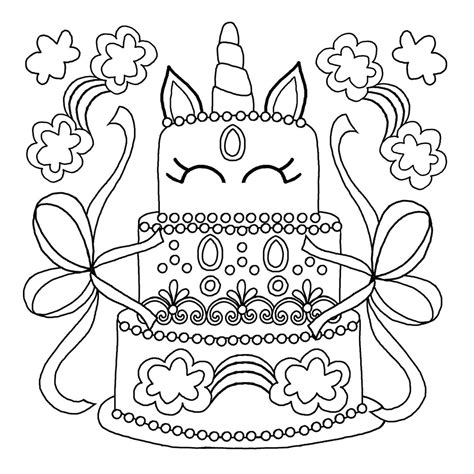 unicorn cake coloring pages printable - Bobbye Pacheco