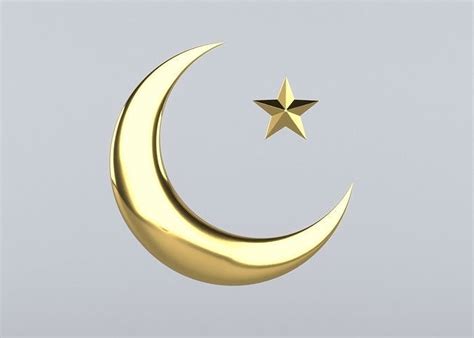 Islam crescent moon and star logo 3D model | CGTrader