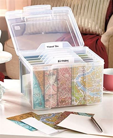 Greeting Card Organizer Box with Divider - Shopping Bookmarks