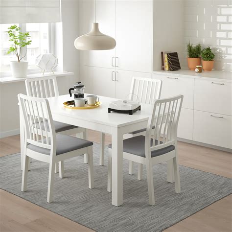 LANEBERG / EKEDALEN Table et 4 chaises, blanc, blanc gris clair - IKEA