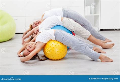 Happy Healthy People Exercising at Home Stock Image - Image of learning, children: 29489207