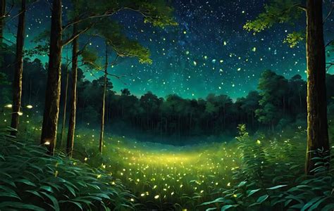 Premium AI Image | Fireflies in the Night Forest