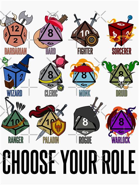 "D&D Character Class Hit Dice" Sticker for Sale by McPod | Redbubble