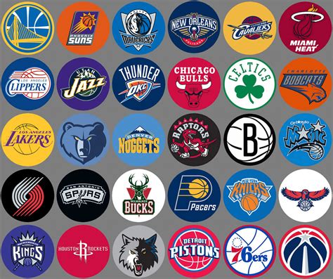 NBA Logos 30 Colored Background team logos Buttons or Magnets NEW 1.25 ...