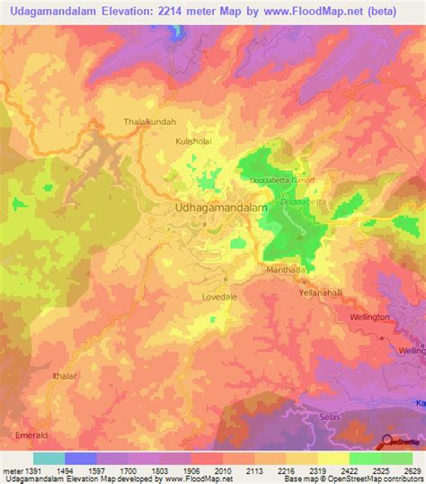Elevation of Udagamandalam,India Elevation Map, Topography, Contour