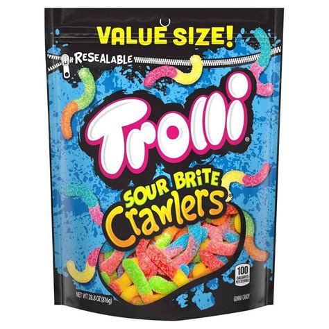 Trolli Sour Brite Candy Crawlers Gummi Worms – 28.8oz | Gummy candy, Sour gummy worms, Chewy candy