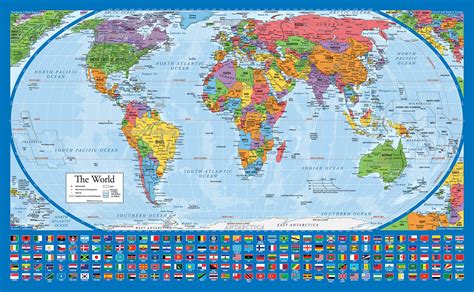 Equal Earth World Map Poster Map Design Shows Continents At True Relative (LAMINATED, 18” X 29 ...