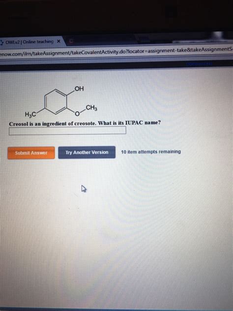 Solved Creosol is an ingredient of creosote. What is its | Chegg.com