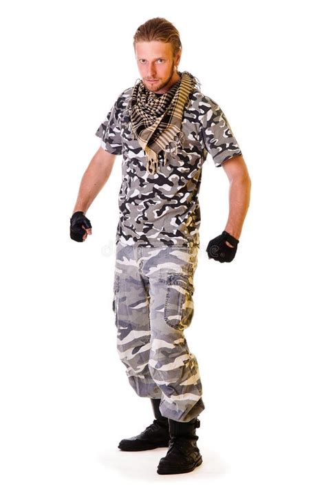 Soldier in Camouflage Uniform Stock Photo - Image of abdominal, muscular: 24755118